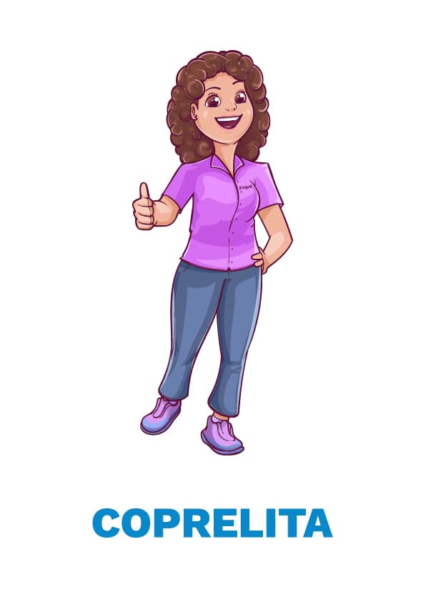 Coprelita é a mascote da Coprel que representa as colaboradoras da cooperativa.