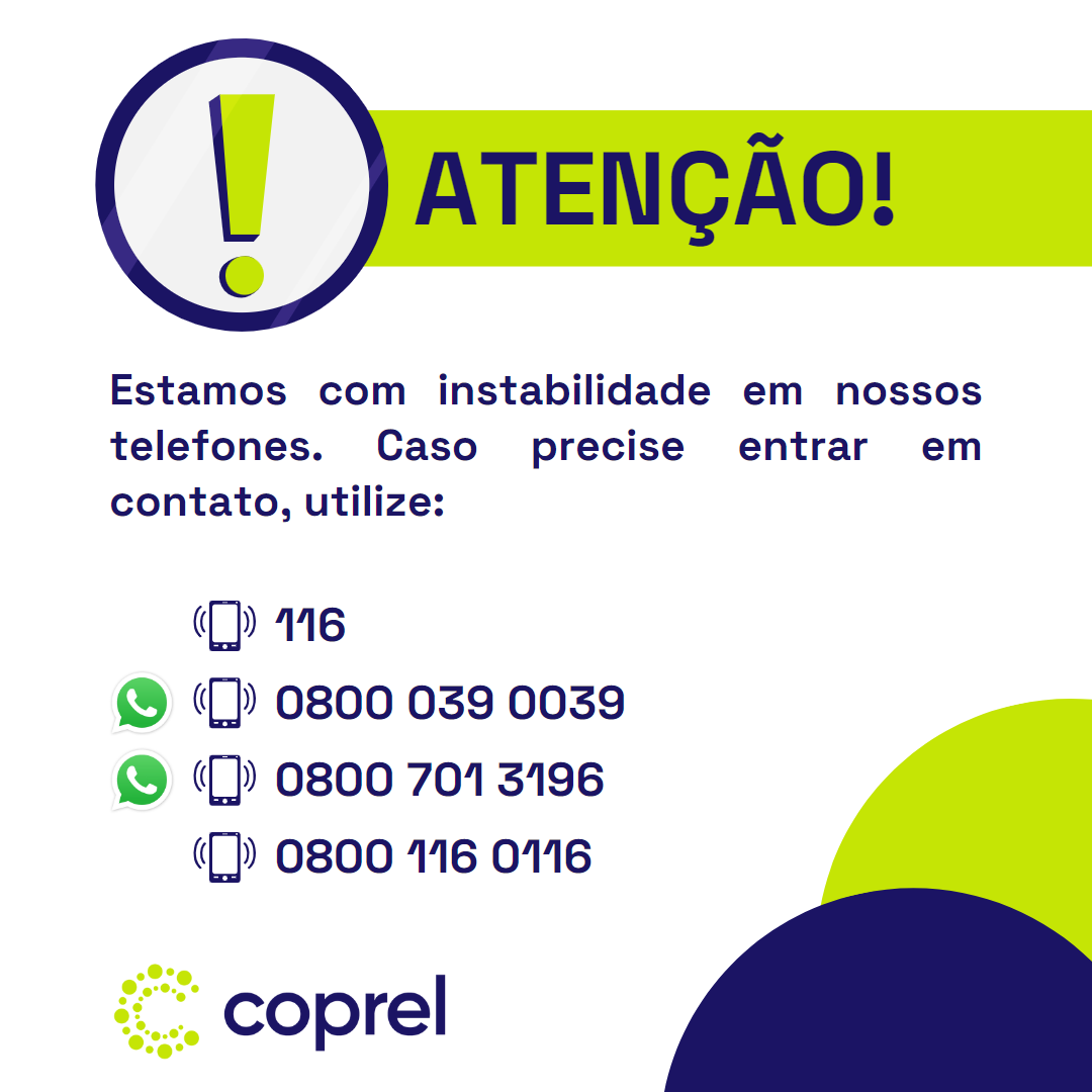 AVISO: Telefones com instabilidade