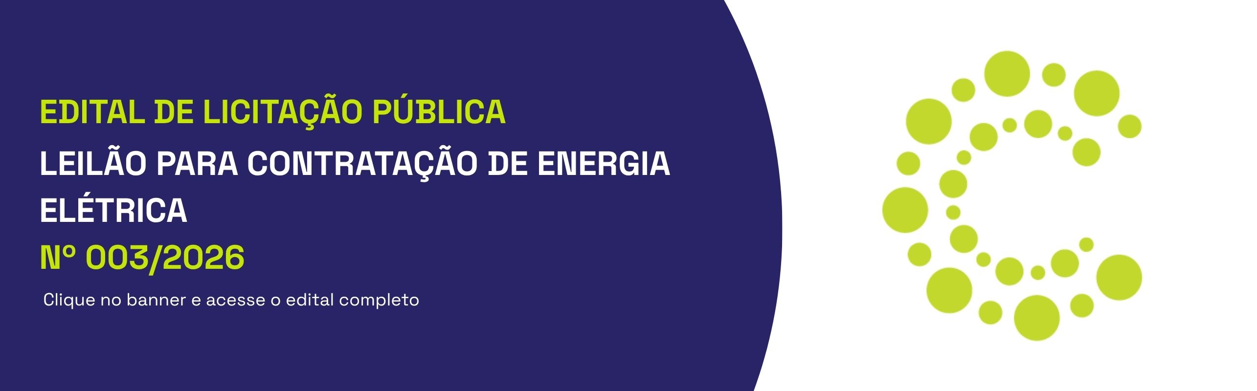 BANNER LEILÃO 003 CONTRATÇÃO DE ENERGIA 2026