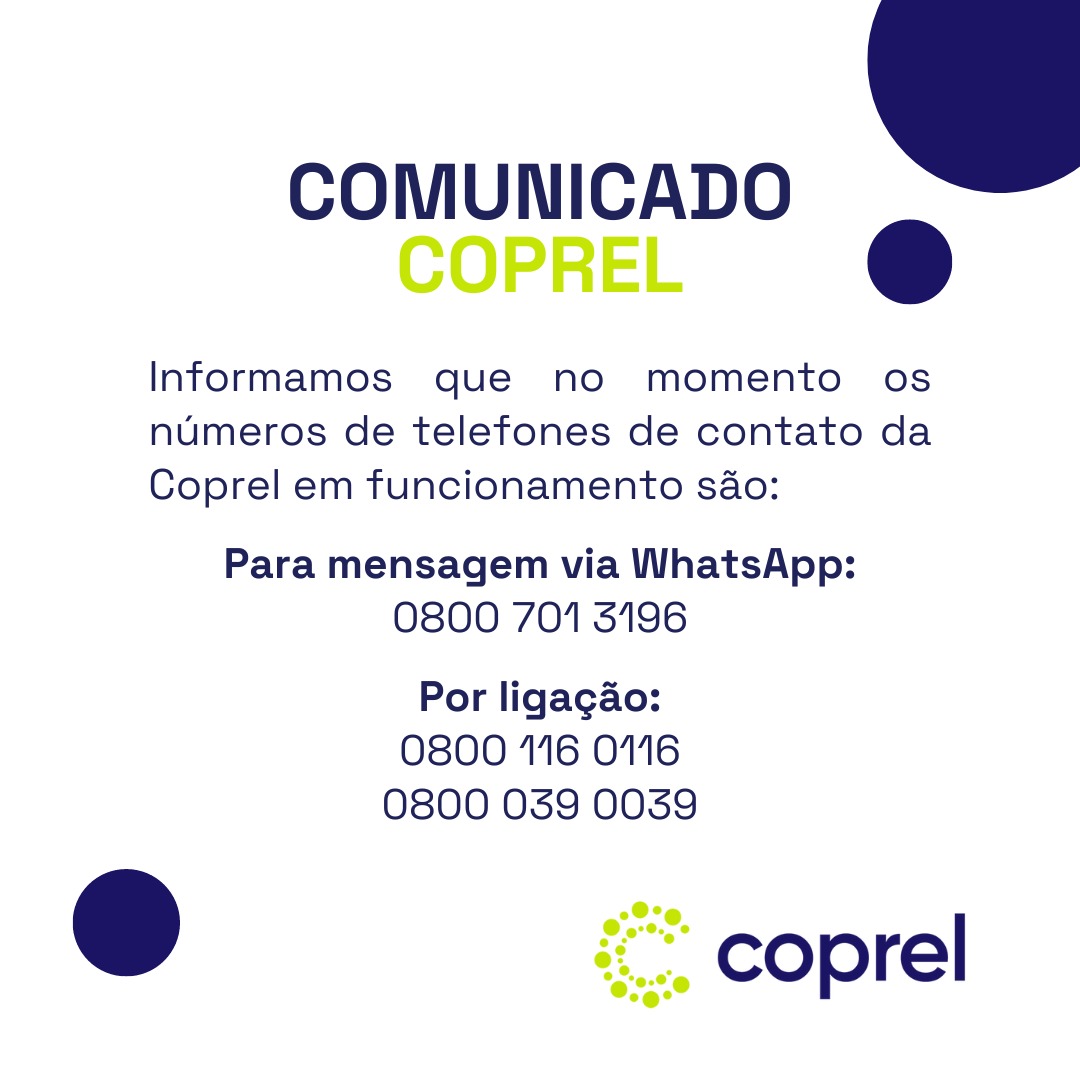 COMUNICADO - Números da Coprel que estão em funcionamento 