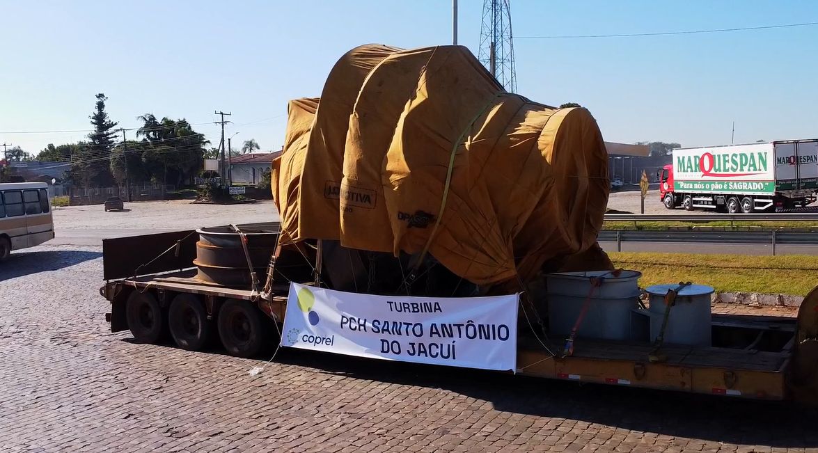  Obra da PCH Santo Antônio do Jacuí recebe quatro turbinas 