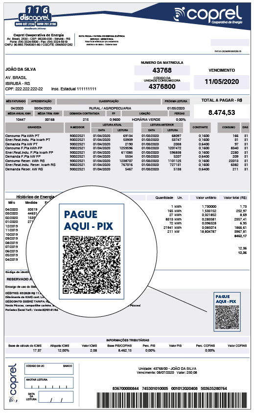 Coprel disponibiliza pagamento de fatura de energia via PIX por meio de QRCode